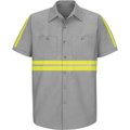 Vf Imagewear Red Kap® Enhanced Visibility Industrial Short Sleeve Work Shirt, Gray, Poly/Cotton, Tall, L SP24EGSSLL